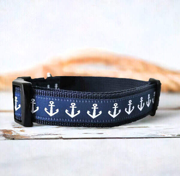 Hundehalsband Dunkelblau Anker