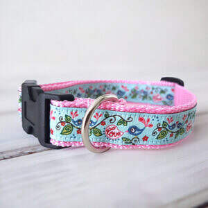 Hundehalsband 1 Halsband für Hunde rosa Vogel Motiv in versch. Größen erhältlich