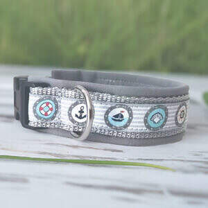 Hundehalsband grau Maritim