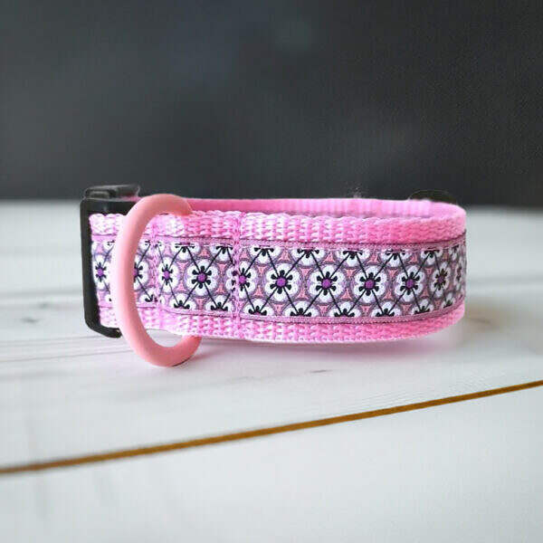 Hundehalsband Rosa Retroblumen