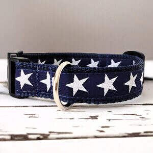 Hundehalsband Blau Sterne