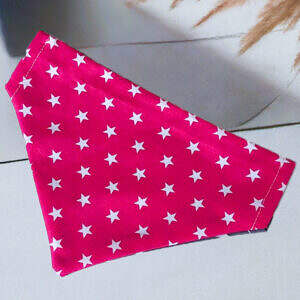 Hundehalstuch Halstuch mit Tunnel für Halsband pink mit Sterne Motiv Handarbeit