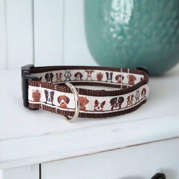 Hundehalsband niedlich Halsband für Hunde 25 bis 45 cm braun Hunde Motiv