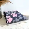 Futtertasche grau rosa Pfoten