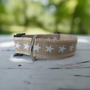 Hundehalsband beige Sterne