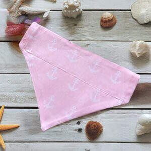 Hundehalstuch Halstuch mit Tunnel für Halsband rosa mit Anker Motiv