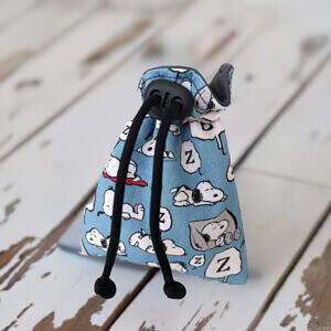 süßer Futterbeutel Leckerli Beutel für Hunde Baumwolle blau mit Snoopy Motiv