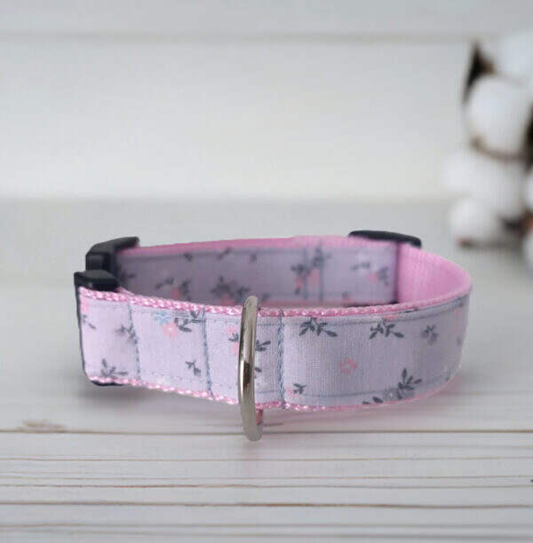 Hundehalsband grau Streublumen