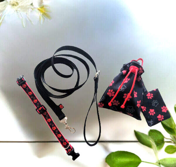 SET schwarz rot Pfoten