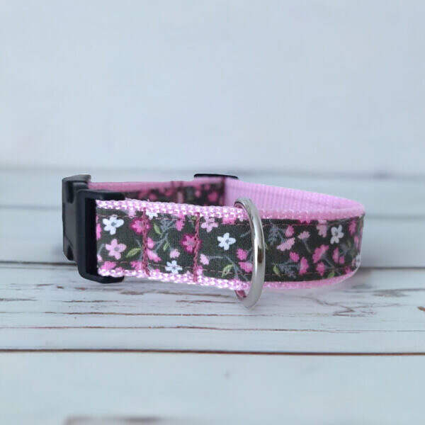 Hundehalsband rosa Blümchen