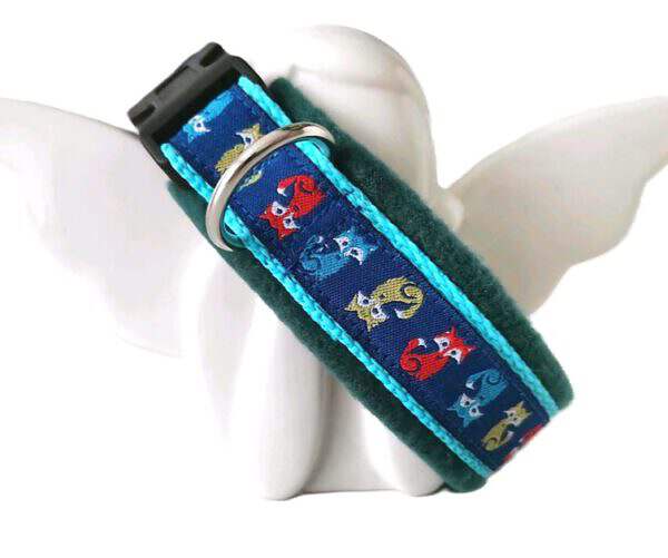 Hundehalsband blau Fuchs Fleece