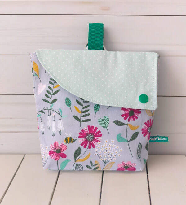 Futterbeutel Mint Grau Blumen