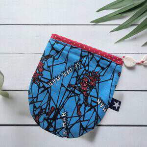Futtertasche praktisch für Jacke oder Hosentasche blau mit Spiderman Motiv