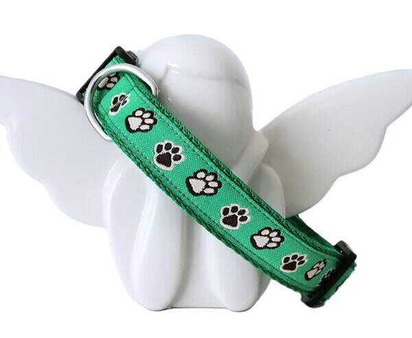 Hundehalsband grün Pfoten