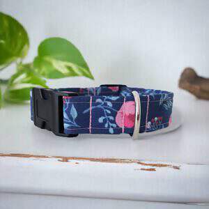 Hundehalsband Blau Blumen