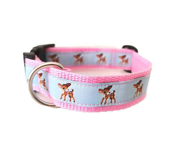 Hundehalsband rosa blau Reh