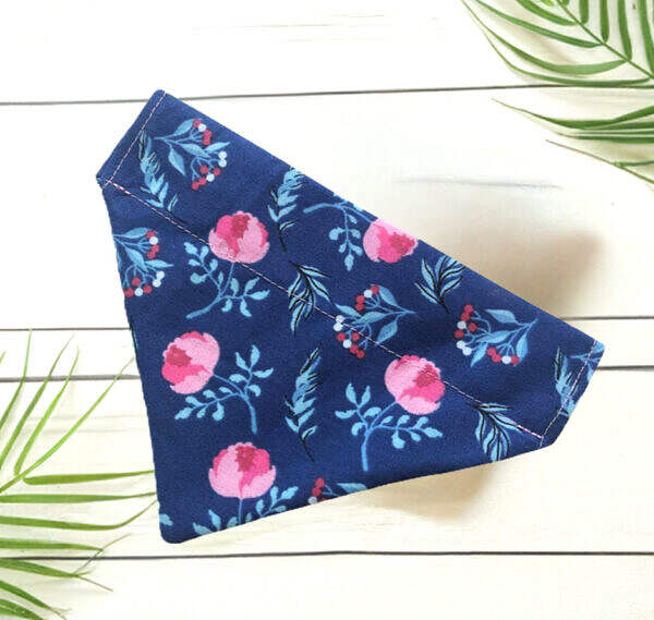 Hundehalstuch Blau Blumen