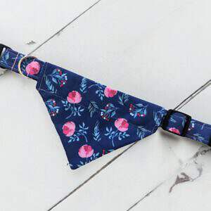 SET Hundehalsband Halstuch Blau Blumen